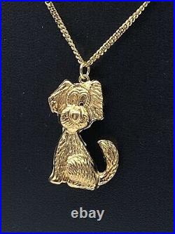 Rare Solid 9ct Gold Dog Pendant And Chain. 46 Cm And 6.1 Grams