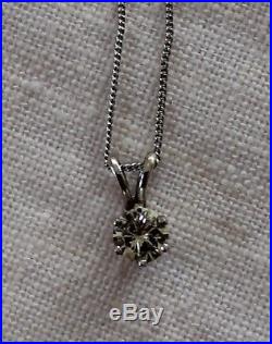 SALEFine Brilliant-Cut Diamond Pendant/Necklace/0.33cts/9ct White Gold Chain