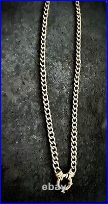 SOLID 9 ct. GOLD BELCHER CHAIN NECKLACE-BOLT RING CLASP 17grs. Italian