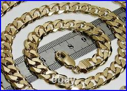 SOLID 9CT YELLOW GOLD ON SILVER 24 INCH HEAVY CHUNKY CURB CHAIN MEN'S 75.9g