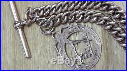 SOLID 9ct GOLD POCKET WATCH CHAIN & MASONIC FOB ANTIQUE