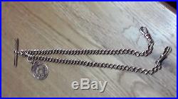 SOLID 9ct GOLD POCKET WATCH CHAIN & MASONIC FOB ANTIQUE
