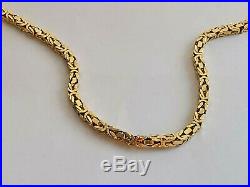 SQUARE BYZANTINE GOLD NECKLACE 23.5 chain long 9ct 375 2.5mm wide link 22g
