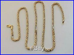SQUARE BYZANTINE GOLD NECKLACE 23.5 chain long 9ct 375 2.5mm wide link 22g