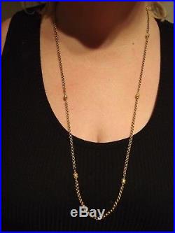 STUNNING ANTIQUE VICTORIAN SEVEN BEAD 9ct GOLD NECKLACE NECK CHAIN 37 inch 14g