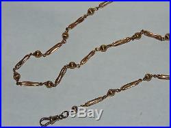 STYLISH DESIGN 16.4g ORNATE SOLID 9ct GOLD POCKET WATCH CHAIN with T-BAR & CLIP