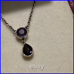 SUPER ANTIQUE 9ct GOLD CHAIN WITH CIRCLE & PEAR AMETHYST DROPPER