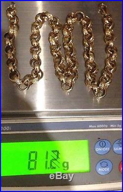 SUPER HEAVY Solid 9ct Gold Belcher Chain 81.2g -25inch RRP £3645
