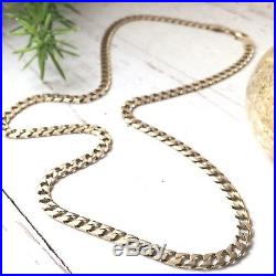 SUPERB 9ct SOLID YELLOW GOLD CURB LINK VINTAGE CHAIN NECKLACE 18 1/4 10.9g