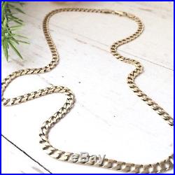 SUPERB 9ct SOLID YELLOW GOLD CURB LINK VINTAGE CHAIN NECKLACE 18 1/4 10.9g
