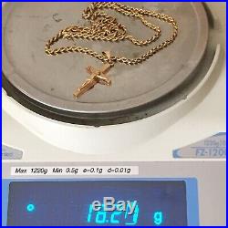 SUPERB 9ct YELLOW GOLD CHRIST ON CROSS & 9ct GOLD ROPE 23 3/4 CHAIN 18.27g
