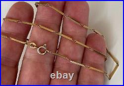 SUPERB STRONG 18.5 VINTAGE UNUSUAL ELONGATED BOX LINK 9ct GOLD NECKLACE CHAIN