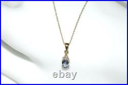 Sale! Classic Tanzanite & Diamond 9ct Gold Pendant & 18 9ct Gold Chain New