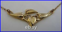 Scottish Ola Gorie Arts & Crafts Cecily Leaf Necklace Chain 9ct Yellow Gold Box