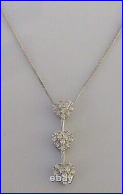 Secondhand 18ct White Gold Multi Diamond Heart Shape Pendant & 9ct gold Chain