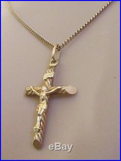 Secondhand 9ct Yellow Gold Crucifix Cross Pendant & 9ct Gold Chain (24inches)