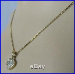 Secondhand 9ct gold multi princess cut diamond heart shape pendant & 9ct chain