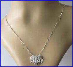 Secondhand 9ct white gold multi diamond heart shape pendant & 9ct gold chain