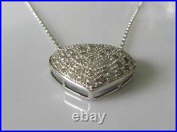 Secondhand 9ct white gold multi diamond heart shape pendant & 9ct gold chain