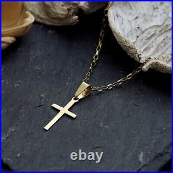 Small 9ct Gold Cross Pendant Necklace With 18 Gold Chain and Jewellery Box