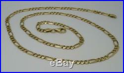 Solid 21 inch 9ct Hallmarked Yellow Gold Figaro Curb Link Chain 11.4g