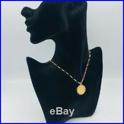 Solid 22ct Gold Half Sovereign 9ct Mount & 9ct Oval Belcher Chain Necklace #500