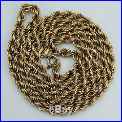 Solid 375 9ct Yellow Gold Rope Twist Chain 20 Necklace 14.3g L22
