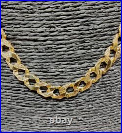 Solid 9ct Curb Chain 9ct Gold 6.6mm Wide Plain & Patterned 27 Grams 60.7 cm