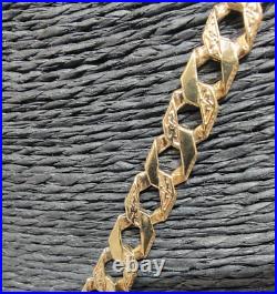 Solid 9ct Curb Chain 9ct Gold 6.6mm Wide Plain & Patterned 27 Grams 60.7 cm