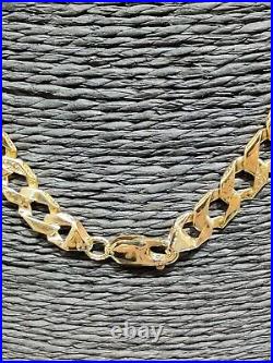 Solid 9ct Curb Chain 9ct Gold 6.6mm Wide Plain & Patterned 27 Grams 60.7 cm