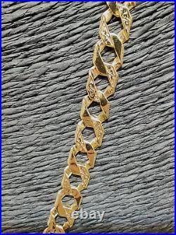 Solid 9ct Curb Chain 9ct Gold 6.6mm Wide Plain & Patterned 27 Grams 60.7 cm