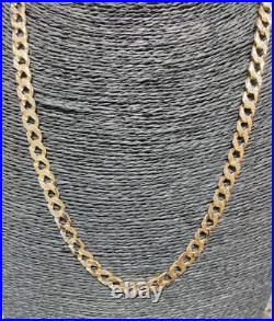 Solid 9ct Curb Chain 9ct Gold 6.6mm Wide Plain & Patterned 27 Grams 60.7 cm