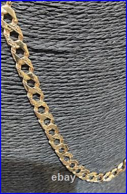 Solid 9ct Curb Chain 9ct Gold 6.6mm Wide Plain & Patterned 27 Grams 60.7 cm