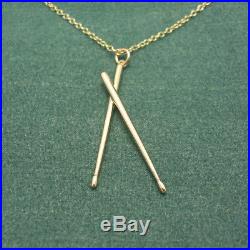 Solid 9ct Gold Drum Sticks Pendant Charm with Gold Necklace Chain! Premier gift