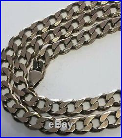 Solid 9ct Gold Heavy 49.12g Grams Flat Curb Link Chain 21.5