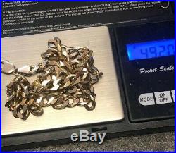 Solid 9ct Gold Heavy 49.12g Grams Flat Curb Link Chain 21.5