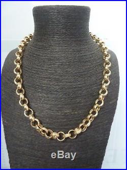 Solid 9ct Gold Heavy Plain & Patterned 24 Belcher Chain 88 grams