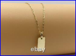 Solid 9ct Solid Gold Dog Tag Personalised Pendant Necklace 18 Free Engraving