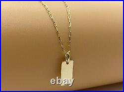 Solid 9ct Solid Gold Dog Tag Personalised Pendant Necklace 18 Free Engraving