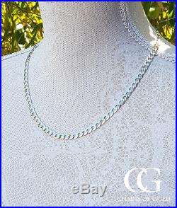 Solid 9ct White Gold Men's Unisex 6mm Curb Chain Necklace 20 22 24