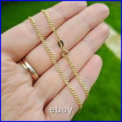 Solid 9ct Yellow Gold Curb Chain Necklace, 1.8mm wide, 16 18 20 Inches