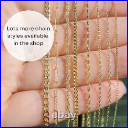 Solid 9ct Yellow Gold Curb Chain Necklace, 1.8mm wide, 16 18 20 Inches