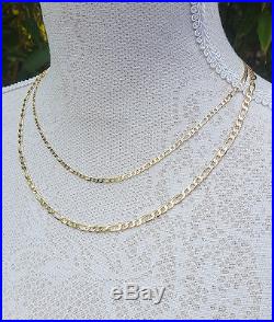 Solid 9ct Yellow Gold Diamond Cut Figaro Chain 18 20 22 24 for Men & Ladies