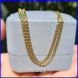 Solid 9ct Yellow Gold Flat Curb Chain Necklace, 2.6mm, 16 18 inches