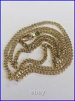 Solid 9ct Yellow Gold Narrow Curb Chain Necklet For Pendant 20.5 Inches