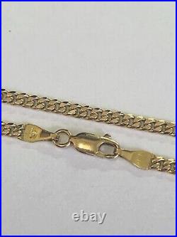 Solid 9ct Yellow Gold Narrow Curb Chain Necklet For Pendant 20.5 Inches