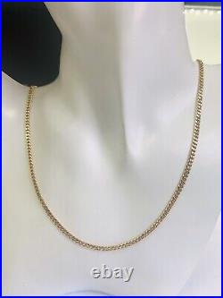 Solid 9ct Yellow Gold Narrow Curb Chain Necklet For Pendant 20.5 Inches