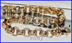 Solid 9ct Yellow Gold On Silver 8.75 Inch Men's Belcher Bracelet
