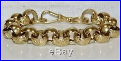 Solid 9ct Yellow Gold On Silver 9.5 Inch Heavy Men's Chunky Belcher Bracelet