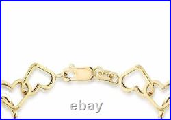 Solid 9ct Yellow Gold Open Love Heart Belcher Chain Bracelet 19cm/7.5 Gift Box